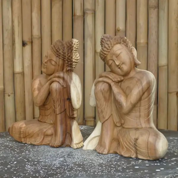Product image of the product “2 set buddha relax made from suar wood, 40cm Height ”
